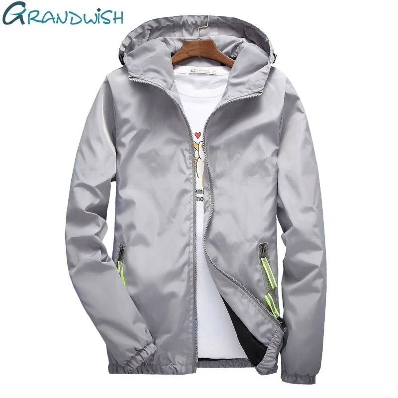 Grandwish Новая летняя мужская модная верхняя одежда однотонная Ветровка Куртки