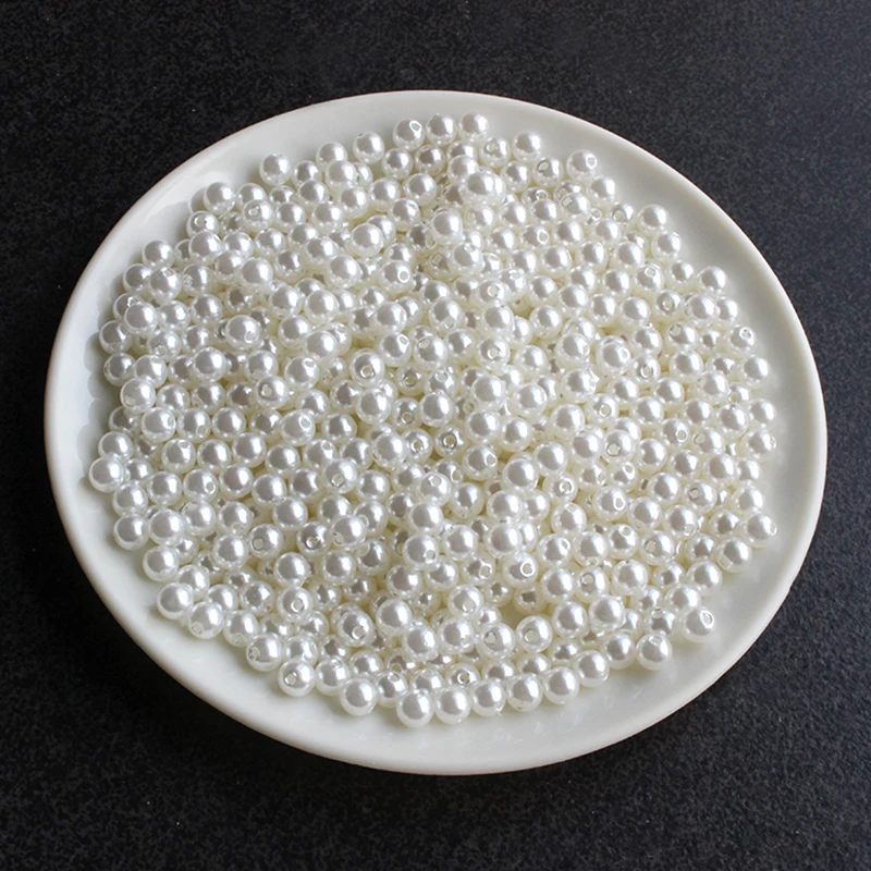 

Hot Sale Round Approx 100pcs/lot White/Beige 4mm-10mm Dia. Imitation Pearl Plastic Beads Wholesale for Jewelry Making