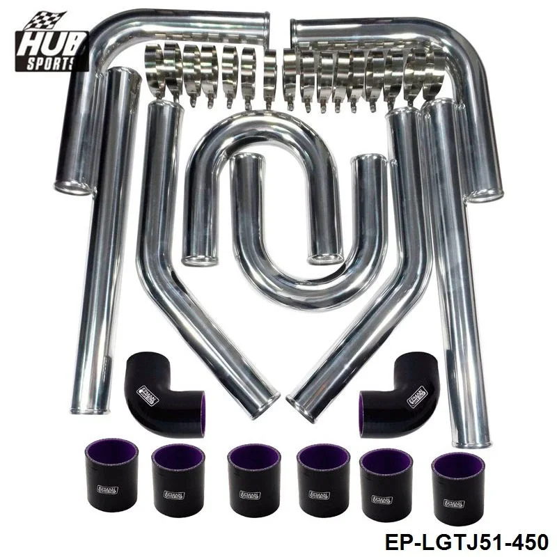 

Universal 2 inch 51mm Turbo Intercooler Aluminum Pipe Silicone Hose Kit Black Length:450mm For Scion BRZ GT86 2013 HU-LGTJ51-450