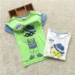 Новинка 2019 года, Детская Хлопковая футболка с короткими рукавами и рисунком, милые летние топы для мальчиков