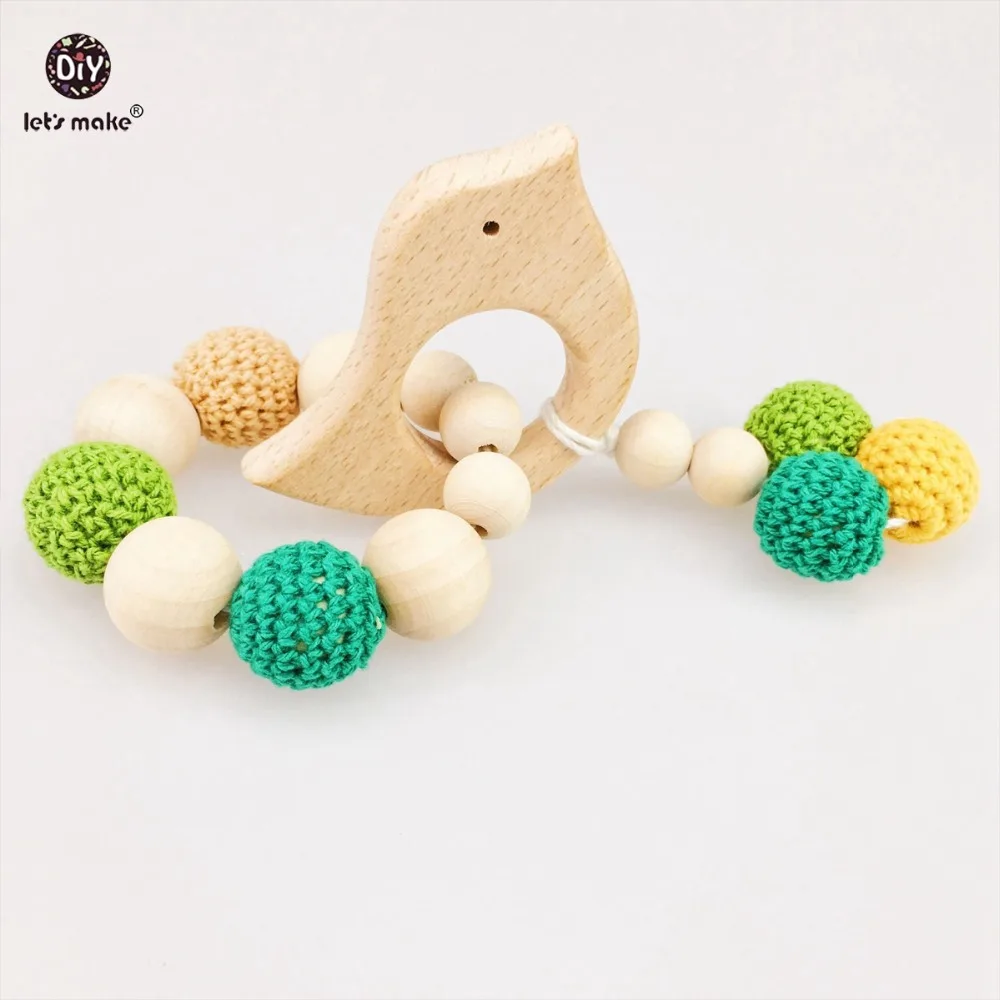 Let's make Baby Toys Wooden Teething Rattle Waldorf Toys Baby Shower