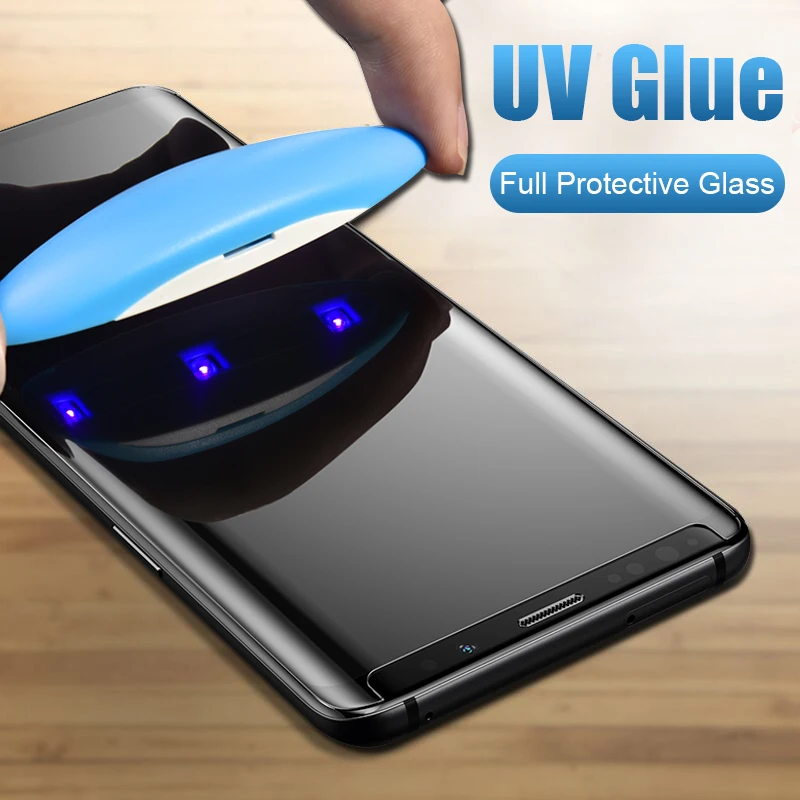 

5D UV Full Glue Tempered Glass for Samsung S10 S8 S9 Plus Screen Protector for Samsung Galaxy Note 8 9 S7 S6 Edge with UV liquid