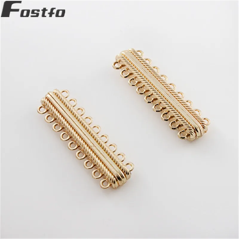 Fostfo 10pc/lot 9 Rows Gold Color Strong Magnetic Clasps For Necklace Bracelet Bangle Magnet Clasp Connectors DIY Jewelry Making