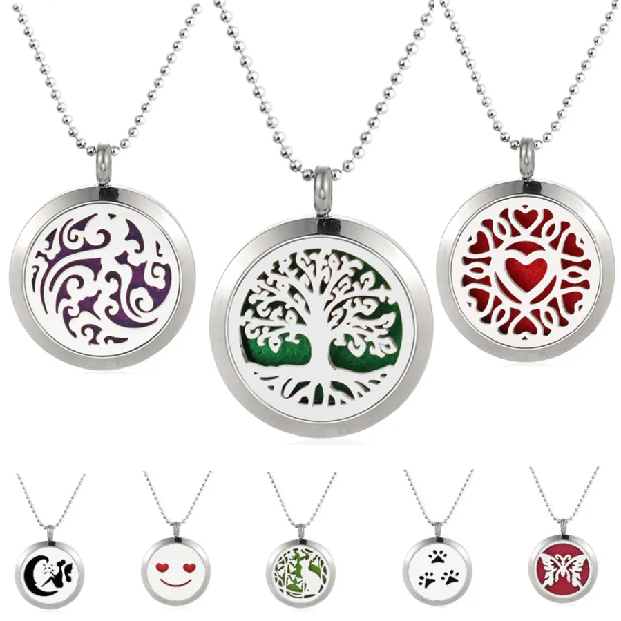 

25mm Magnet/Twist Plain Aromatherapy Essential Oil Locket 316L Stainless Steel Perfume Diffuser Necklace(free chain and pads)