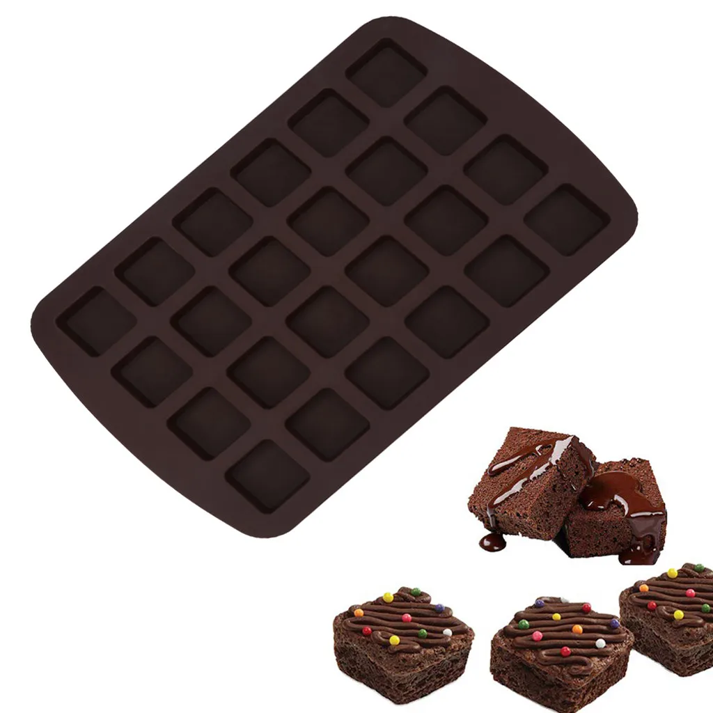 

Bite-Size Brownie Squares Silicone Mold 24 Cavity chocolate brownie Baking Candy Ice Mold Pans, Non-Stick