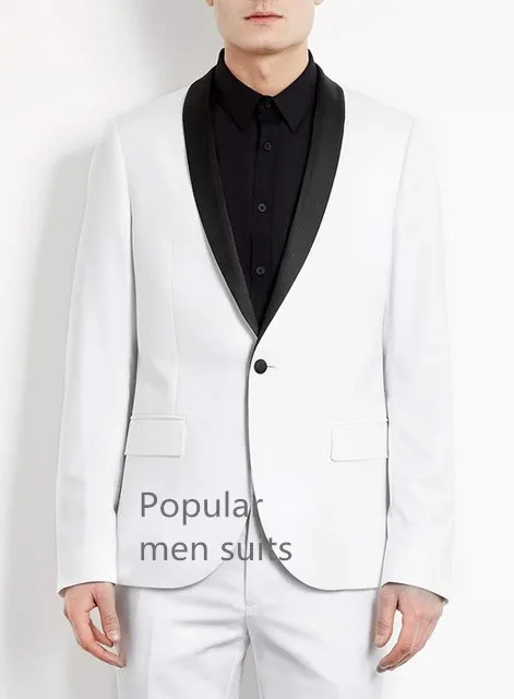 

2018 New Fashion Men Tuxedos White Custom Made Groom Wedding Suits Business Party Prom Men Suits 2-piece (Jacket+Pants+Tie)