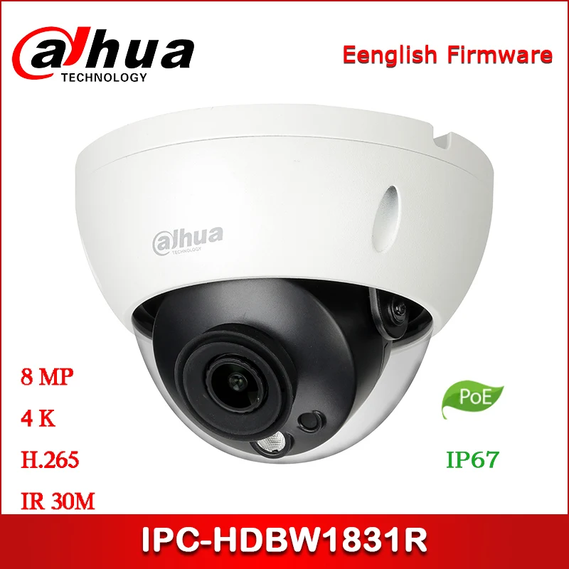 Dahua IP камера 8MP IPC-HDBW1831R камера безопасности WDR ИК купольная сетевая камера