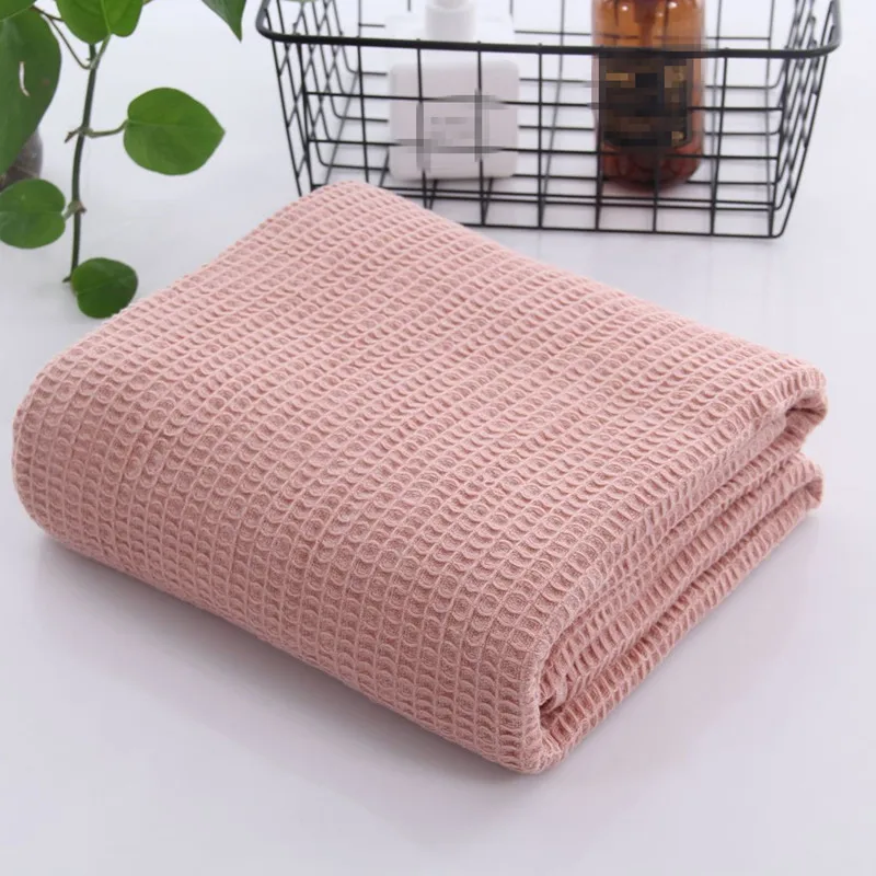 Летнее одеяло хлопок полдень оснастки покрытие высокое качество полотенца лоскутные одеяла Сплошной Розовый Бежевый Вафельная Ткань соты Чехлы для дивана - Цвет: pink
