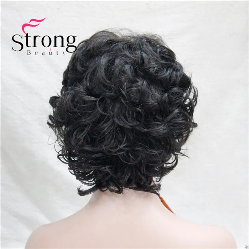 L-427B #4New Women`s Dark Brown 4# Short Wavy Curly Synthetic Hair Full Wig For Everyday (3)