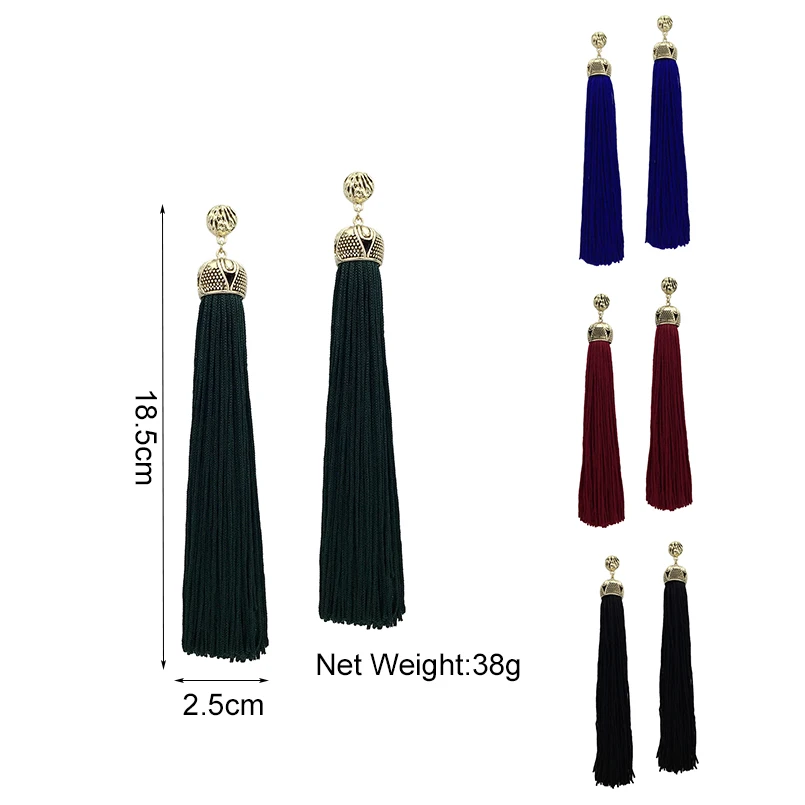 MANILAI, 4 цвета, винтажные богемные длинные кисточки, серьги для женщин, модное ювелирное изделие, массивные Висячие серьги, этнические серьги