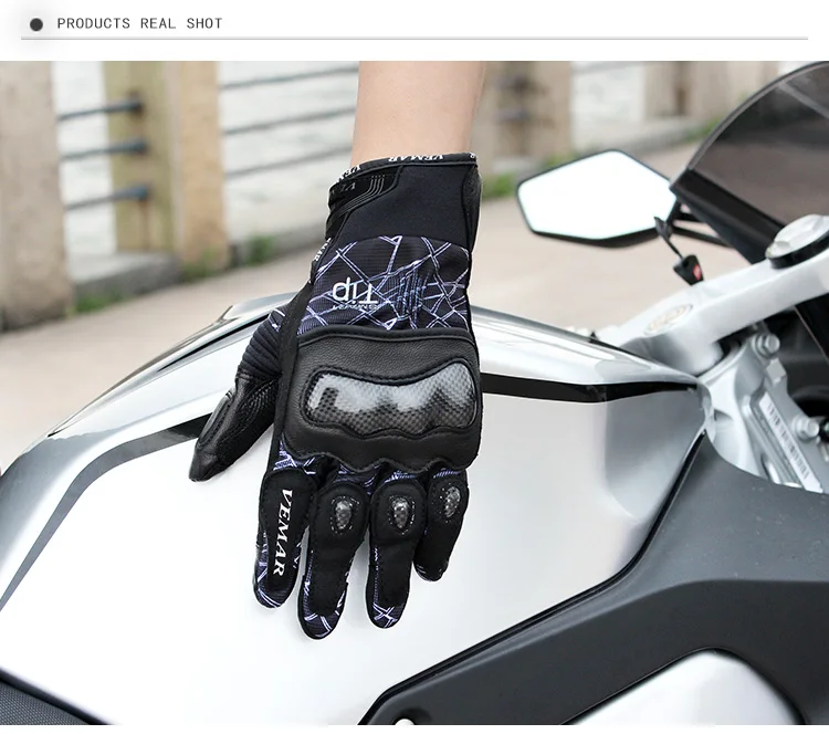 Новая модель VEMAR VE-179 мотоциклетные Углеродные дышащие перчатки/спортивные перчатки для верховой езды/гоночные сенсорные перчатки 3 цвета