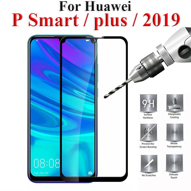

Tempered Glass For Huawei P Smart Plus 2019 Full Cover Protective Glass Huawi PSmart Screen Protector For Huawei P Smart P10 P20
