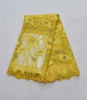 

Newest Double color embroidery chemical guipure African lace fabric and cheap price french net lace fabric for wedding 16.A20