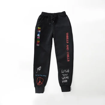 

TRAVIS SCOTT ASTROWORLD Pants Quality Fleece trousers Letter Printed Women Men Jogging Pants Hip hop Streetwear Men SweatpantS