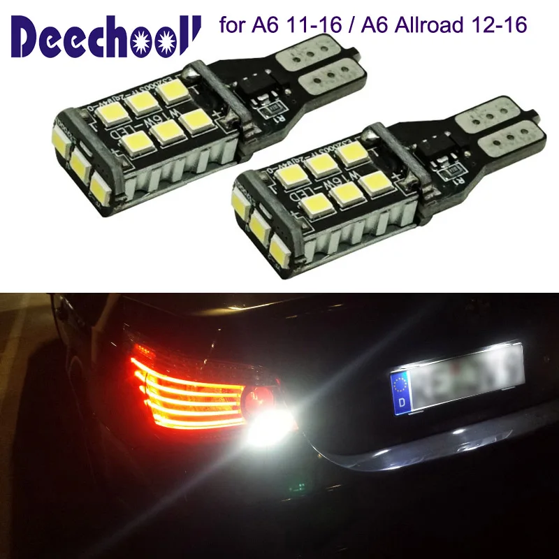 Deechooll 2 шт. светодиодный фонарь заднего хода лампы для Audi A6 11 до 16 лет, с can-bus T15 W16W автомобиля освещению номерного знака для Audi A6 Allroad 12-16