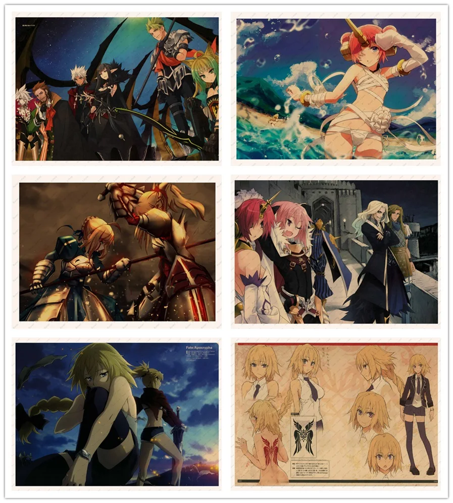 

Fate/Apocrypha F/A Joan of Arc Amakusa Shirou Tokisada Japanese Anime Kraft poster Wall stickers Retro Poster