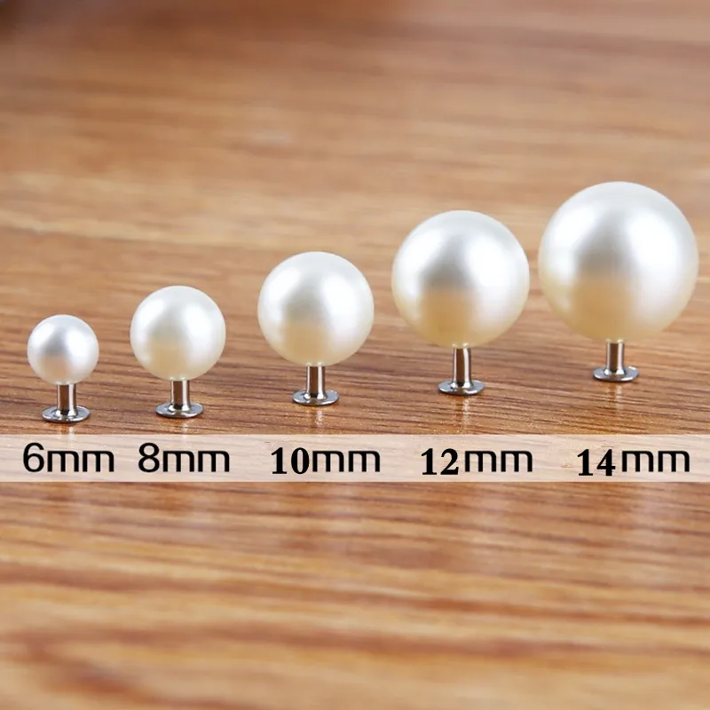 

50pcs/set 6-20mm White Pearl Rivets Button/Round Head Acryl rivet For Wedding Dresses Pants Hat Bag Shoes Crafts Decoration