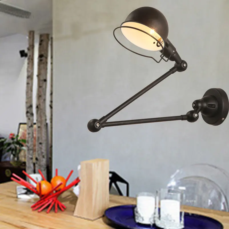 Retro loft living room bedroom bedside wall lamp arm adjustable lampcorridor study office lamp vintage light bra wall sconce