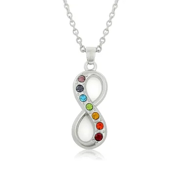 

Dawapara Colorful Rhinestones Infinity Necklace Women Jewelry Chakra Pendant