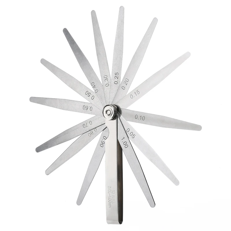 Metric 13 Blades Feeler Gauge 0.05mm-1mm Thickness Gage Gap Filler Guage for Measurment Tools