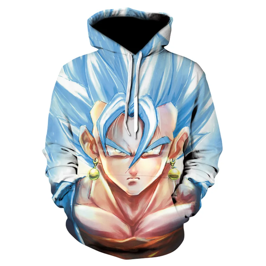 

New Super Saiyan Blue hair Goku fighting Hooded Sweatshirts 3D Hoodies Pullovers Men Women Long Sleeve Outerwear New Hoodie