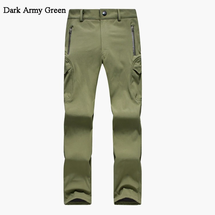 Мужские осенние военные рыбацкие штаны для охоты, кемпинга, софтшелл, мужские Зимние флисовые спортивные брюки - Цвет: dark army green