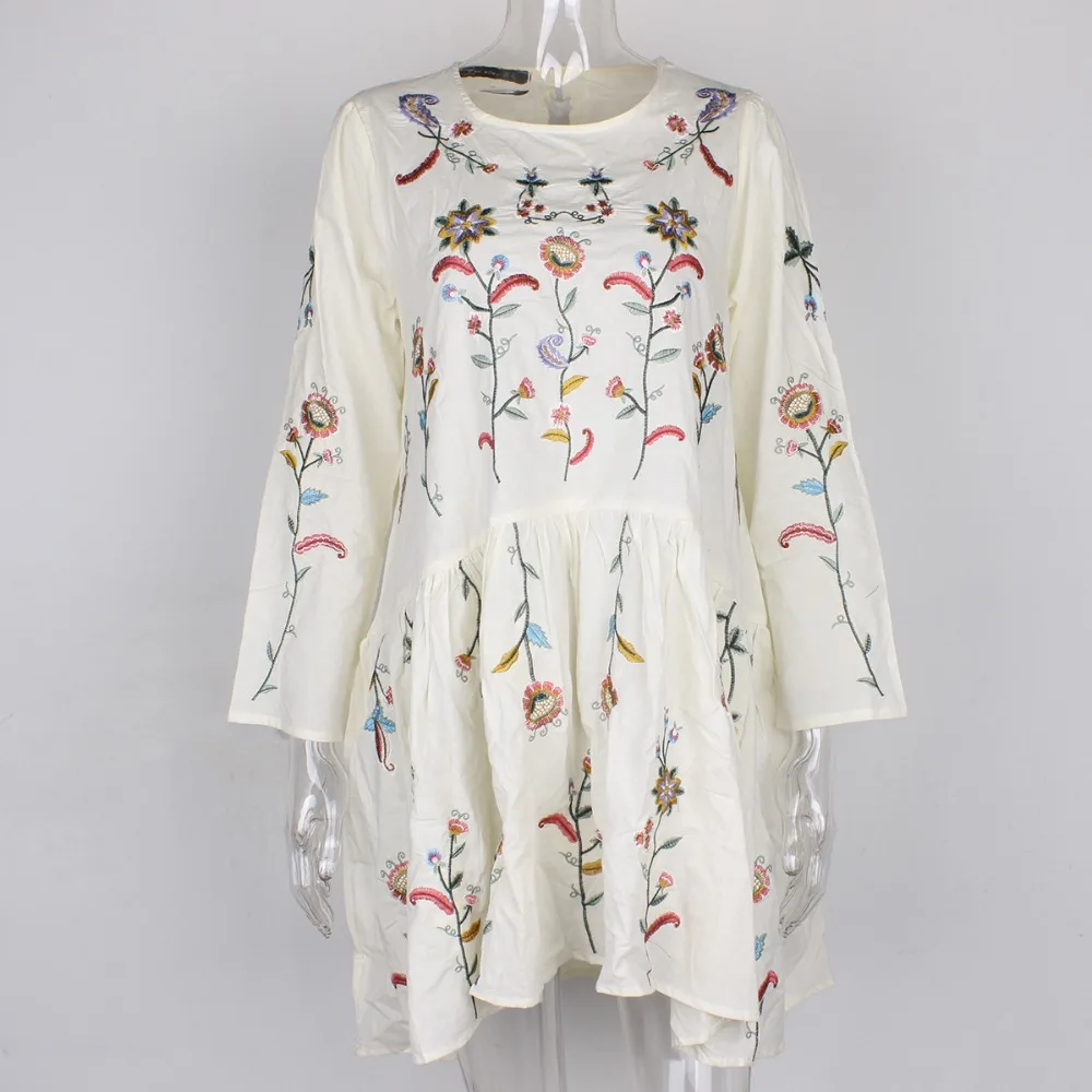 

2019 Maternity Women Floral Embroidery Dress O Neck Long Sleeve 2pcs Cotton Casual Party Summer Dresses White Vestidos