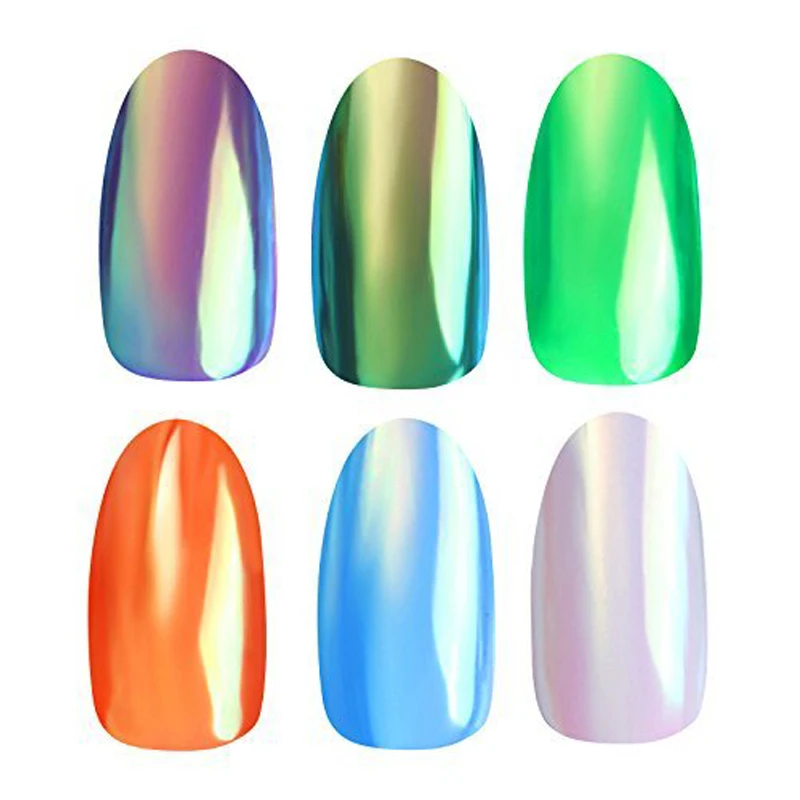 Neon Unicorn Holo Mirror Powder Aurora Pigment Nail Art Glitter Mermaid Rainbow Chrome Powder Nail Mermaid DIY Decorations 0.2g