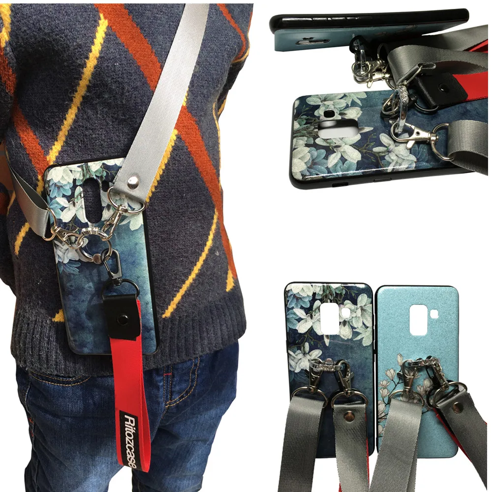 

case for samsung galaxy A8 plus 2018 A6 plus 2018 case cover luxury bling diamond ring holder glitter flower tpu+pc phone bag