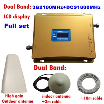 

Gain 65dB GSM REPEATER 2100 & 1800 Dual Band cellular amplifier gsm 3G 4G WCDMA 2100 LTE 1800 Mobile Signal Repeater lcd display