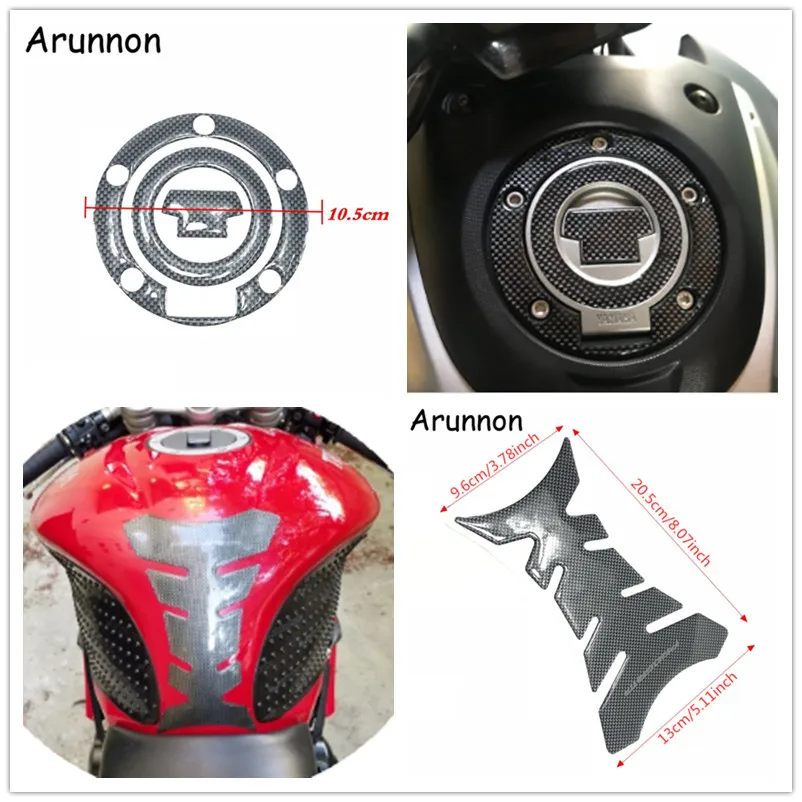 

Motorcycle accessories For YAMAHA R1 R6 FZ6R FZ1S FZ6 FZ8 XJ6 Racing Fiber Fuel Gas Cap cover Tank Protector Pad Sticker Decal
