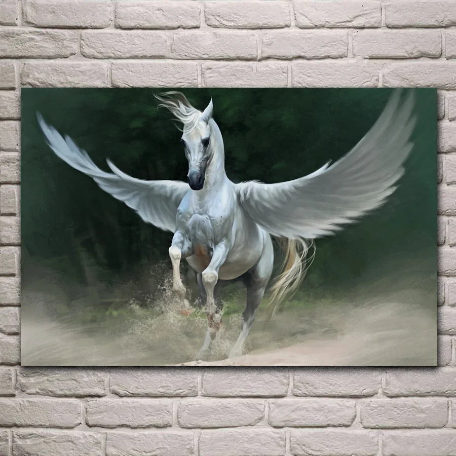 

artwork fantasy Art horse Pegasus wings Living room home wall art decor wood frame fabric posters EX462