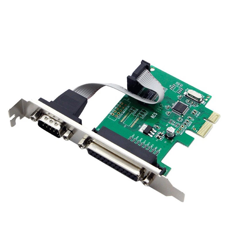 RS232 RS-232 последовательный порт COM& DB25 принтер параллельный порт LPT к PCI-E PCI Express карта адаптер конвертер WCH382L чип - Цвет: Зеленый