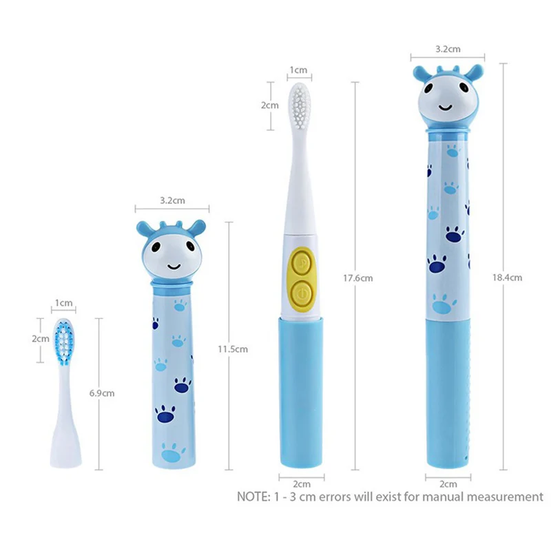 Детская музыкальная электрическая зубная щетка, детская Вибрирующая форма животного, водонепроницаемая электрическая зубная щетка, Мягкая силиконовая щетина+ Сменная головка