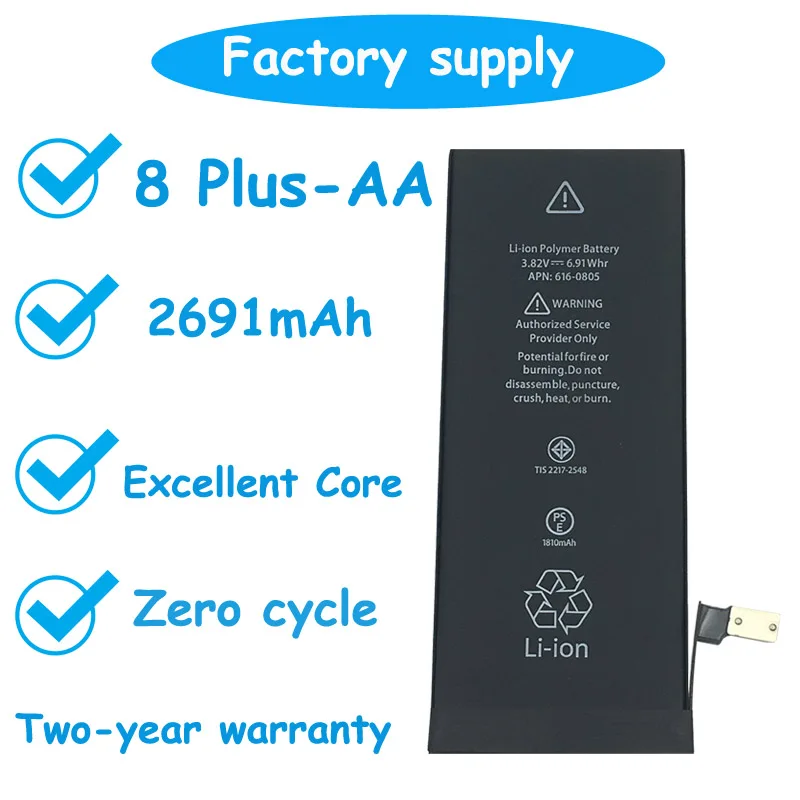 

5pcs/lot Factory Supply USA Protection Board For iPhone 8 Plus 2691mAh 3.7V Genuine Zero Cycle Replacement Repair Parts 8Plus-AA