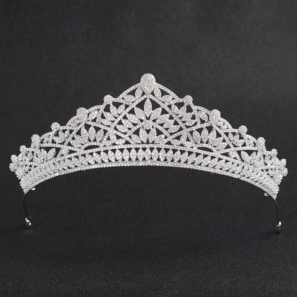 

Crystals CZ Cubic Zirconia Wedding Bridal Royal Tiara Diadem Crown Women Prom Hair Jewelry Accessories CH10211