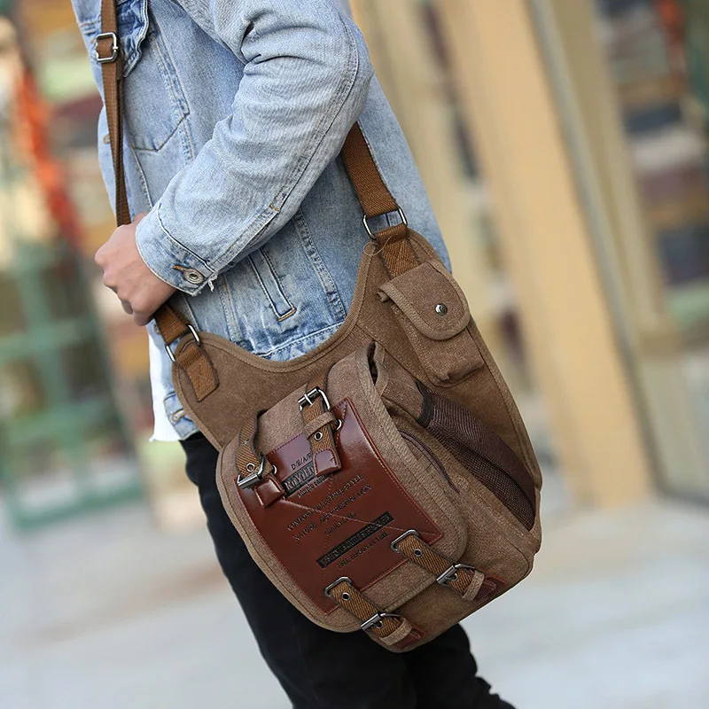 

New Canvas Men Shoulder Bags Retro Vintage Travel Canvas Bag Men Messenger Crossbody Bags Shoulder Bag