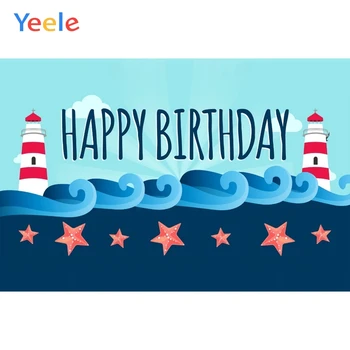 

Yeele Lookout Tower White Cloud Sea Wave Star Birthday Photography Background Customized Photographic Backdrops for Photo Studio