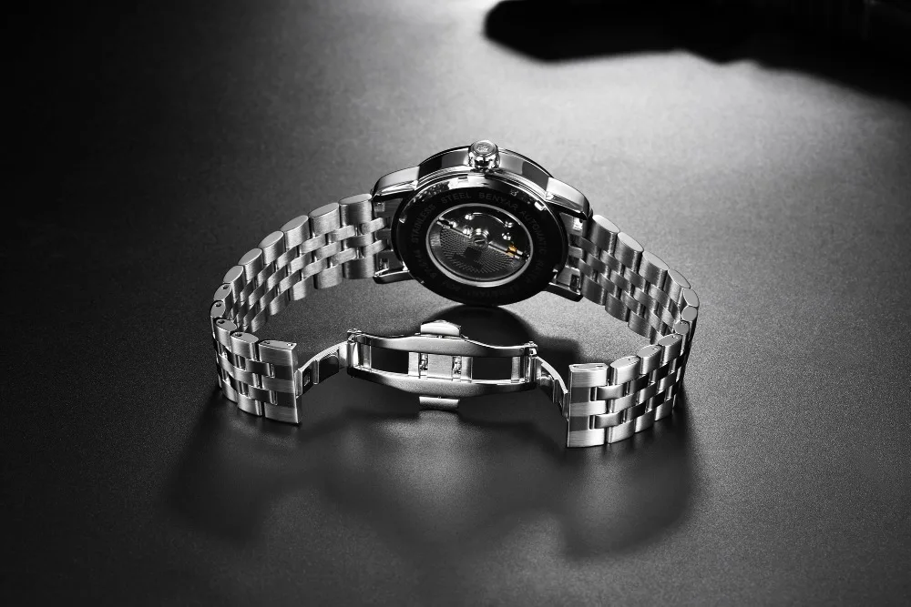 BENYAR 2020 New Fashion Top Luxury Brand Leather Watch Automatic Men Wristwatch Men Mechanical Steel Watches Relogio Masculino