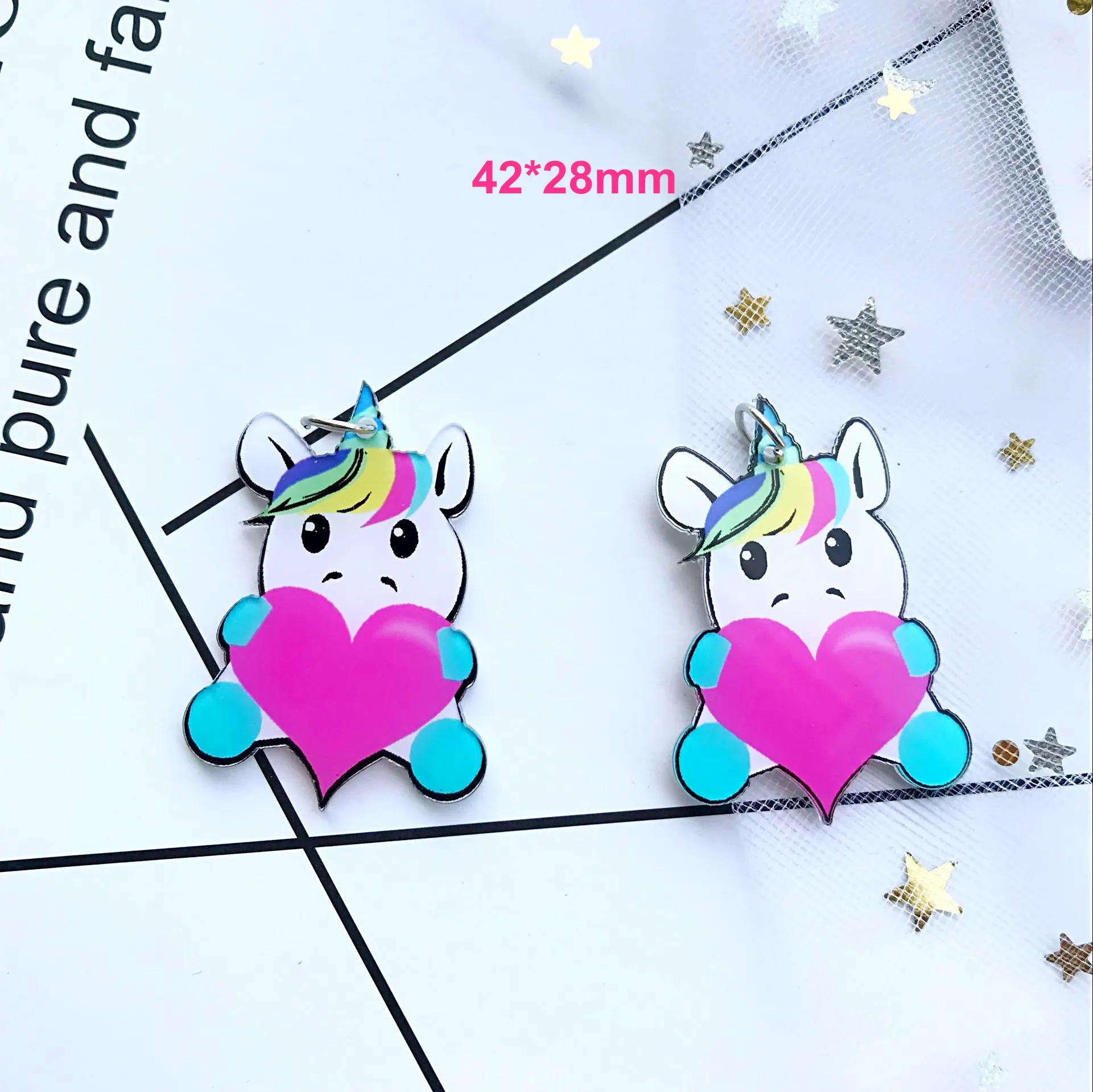 Новинка 10 шт. Kawaii Акриловые Модные единороги подвески для DIY сумка с украшением серьги брелок патч паста ювелирных изделий DIY