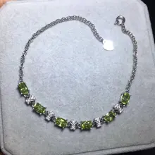 Верность естественно 4*6 мм браслет перидот s925 серебро свежие цветы ювелирных украшений для женщин вечерние натуральный зеленый камень