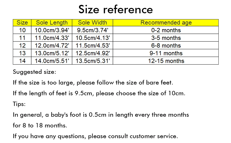 Bear Feet Shoes Size Chart