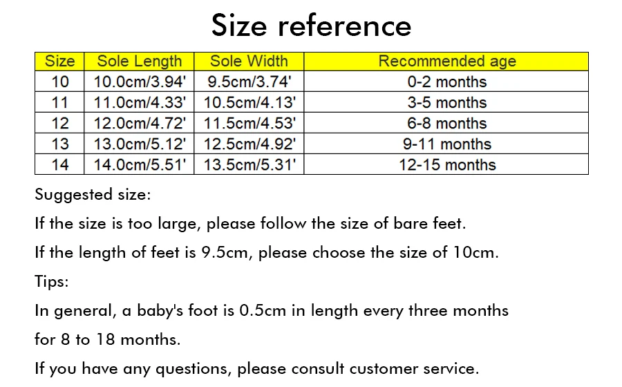 Baby Shoes Size 4 Chart