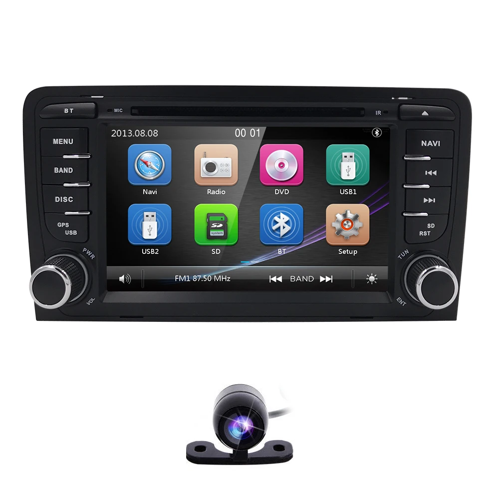 Flash Deal In stock Car DVD Radio Player for AUDI A3 2003-2011 S3 RS3 navigation BT Mirror link  Bluetooth USB Free back camera 8G TF card 1