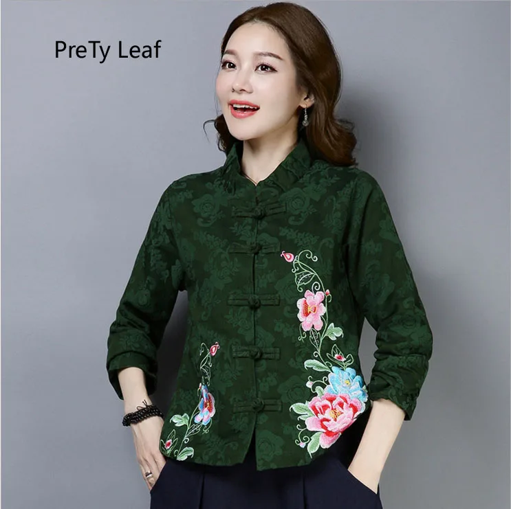 

2018 autumn new retro ethnic cotton and linen embroidery jacquard short coat