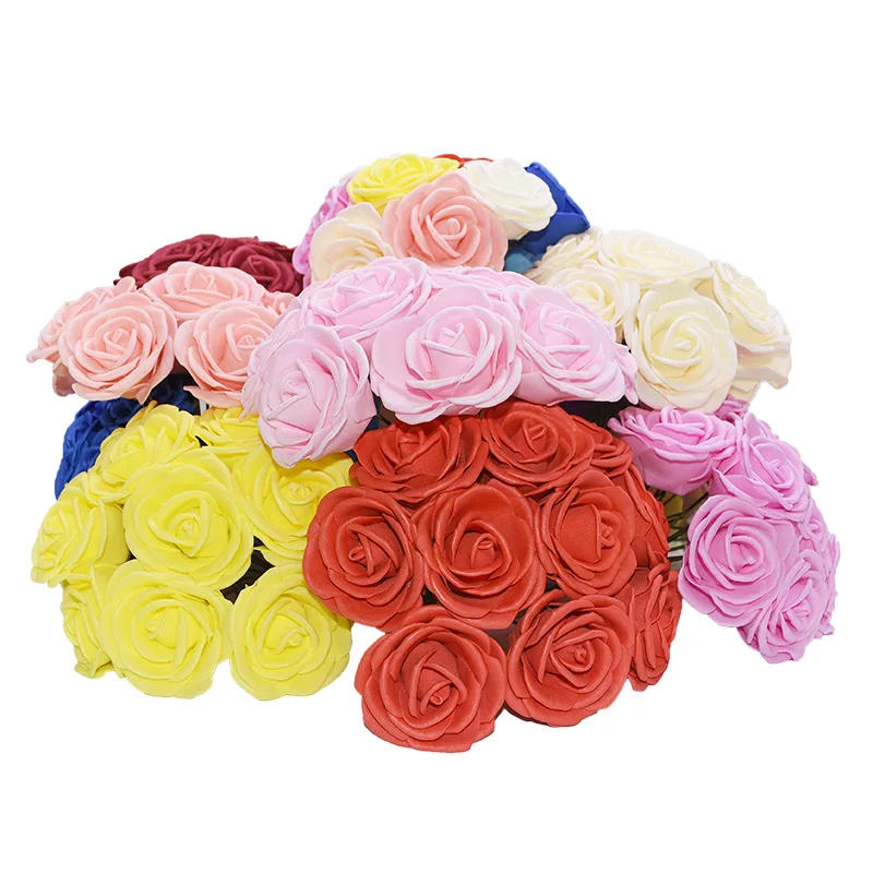 5/10/20pcs 8cm Artificial PE Foam Rose Flowers 2.9g High Quality Flower for Wedding Decoration DIY Bride Bouquet Ball Supplies 7