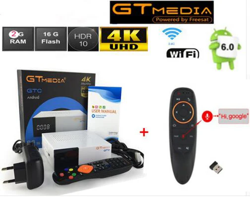 GTmedia GTC Android 6,0 tv BOX vs me cool k6 Combo DVB-S2 T2 кабель ISDBT 4k спутниковый ресивер 2G+ 16G Wifi Amlogic S905D - Цвет: Серый