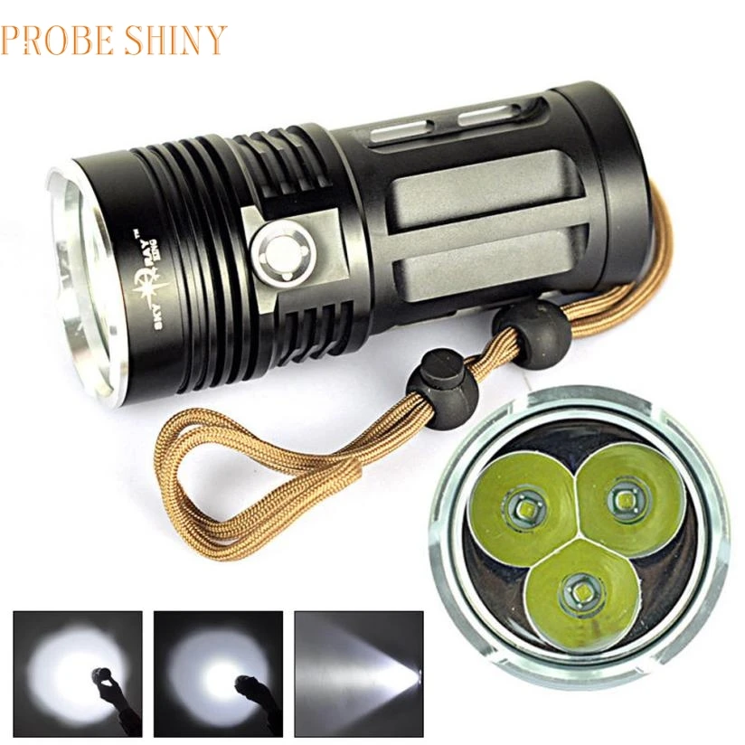 

MA 21 Shining Fast Shipping LED Light High power 6000 LM 3T6 3x CREE XM-L T6 LED Flashlight Torch Lamp 3 Modes 18650