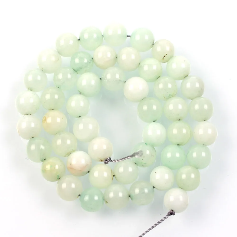

15"Strand Natural Stone Beads Light Green Clear Marble Stone Beads Round Loose Spacer Beads For Jewelry Making Bracelet 8mm
