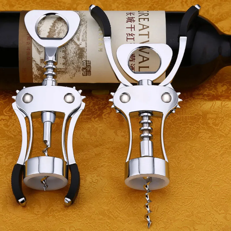 Stainless Steel Wine Bottle Opener Handle Pressure Corkscrew Red Wine Opener Kitchen Bar